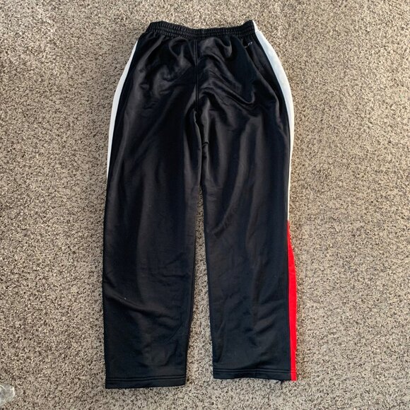 Nike Dri-Fit Black Track Pants W/ Red & White Stripes Elastic Waistband Zip - Picture 2 of 8